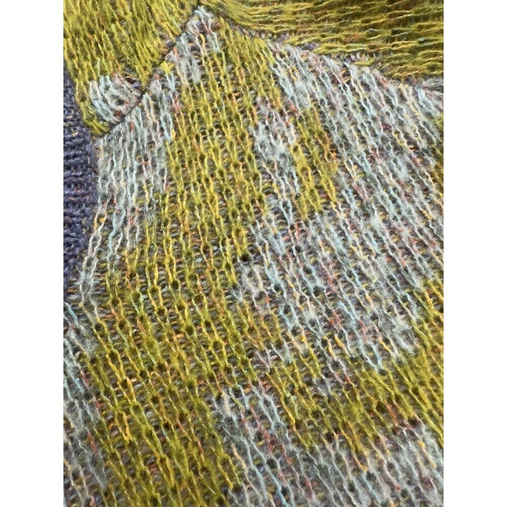 April Cornell Hooded Sweater Pullover Knit Yellow Purple Geometric Womens Large - Picture 14 of 14